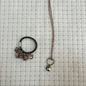 Elegant Gold and Silver Heart Charm Necklace